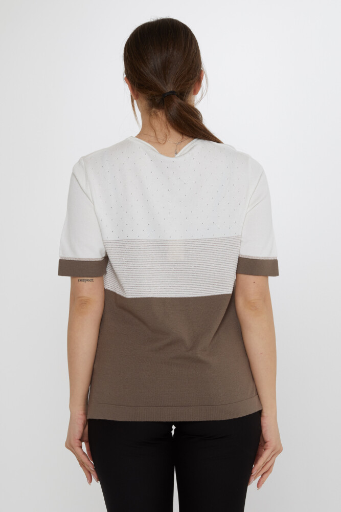 Sweter dwukolorowy ecru-norka - 31863 | KAZEE (Zestaw 3 sztuk L-XL-2XL) - 5