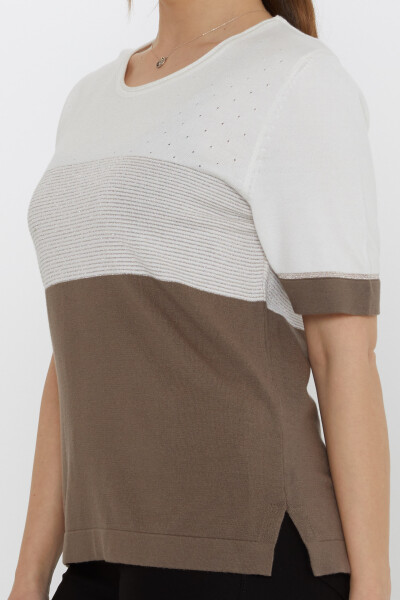 Sweter dwukolorowy ecru-norka - 31863 | KAZEE (Zestaw 3 sztuk L-XL-2XL) - 4