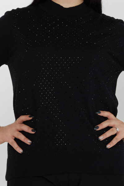 Sweter dzianinowy American Model Stone haftowany czarny - 31864 | KAZEE (zestaw 4 sztuk L-XL-2XL-3XL) - 2