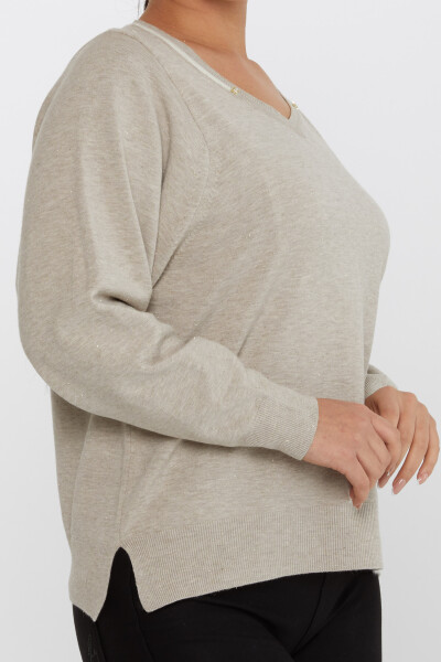 Sweter z dzianiny z dekoltem w serek i długim rękawem z norek - 31649 | KAZEE (Zestaw 3 sztuk L-XL-2XL) - 4