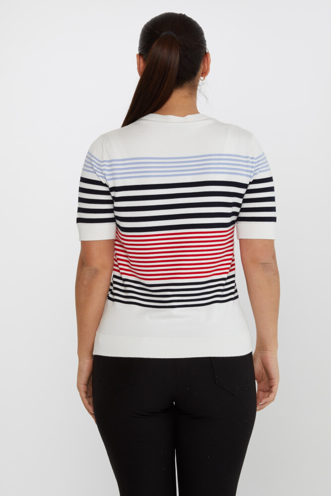 Sweter w paski z krótkim rękawem ecru - 31273 | KAZEE (zestaw 3 sztuk S-M-L) - 5