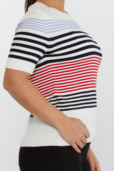 Sweter w paski z krótkim rękawem ecru - 31273 | KAZEE (zestaw 3 sztuk S-M-L) - 4