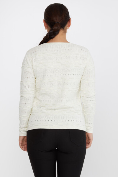 Sweter z dzianiny z wzorem i długim rękawem w kolorze ecru - 31627 | KAZEE (zestaw 3 sztuk M-L-XL) - 5