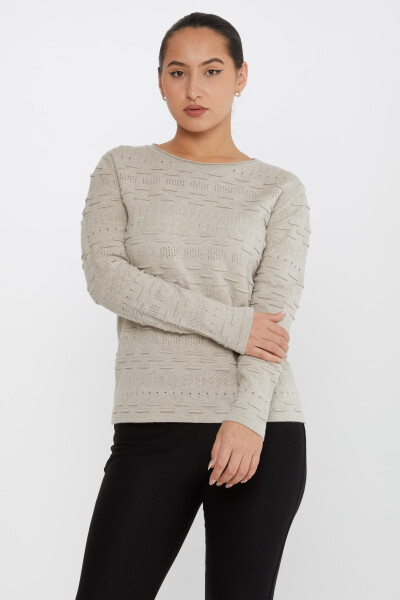 Sweter z dzianiny z długim rękawem, wzorzysty, z norek - 31627 | KAZEE (zestaw 3 sztuk M-L-XL) 