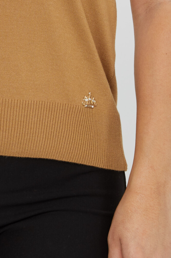 Sweter z dzianiny American Model z krótkim rękawem, kolor camel - 14541 | KAZEE (zestaw 3 sztuk S-M-L) - 5