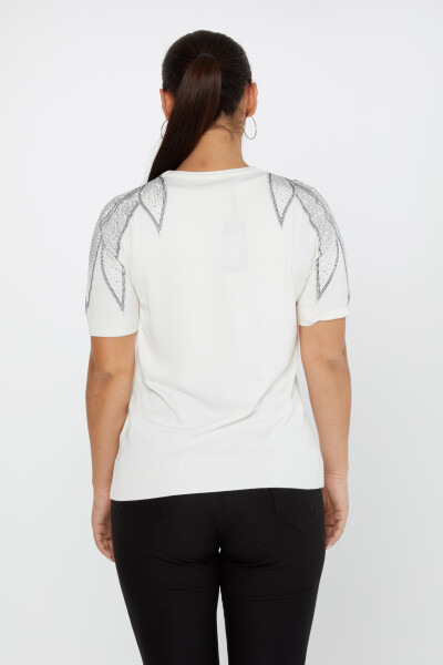 Sweter dzianinowy American Model Stone haftowany Ecru - 31238 | KAZEE (zestaw 3 sztuk S-M-L) - 5