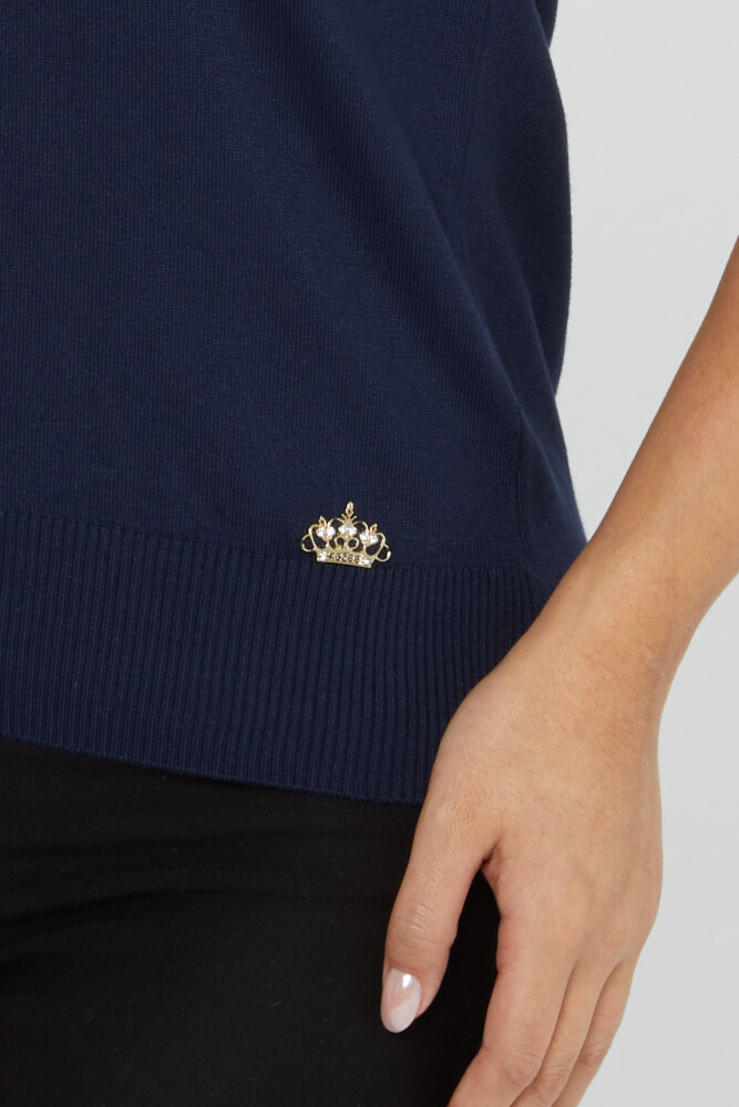 Sweter dzianinowy American Model z krótkim rękawem w kolorze granatowym - 14541 | KAZEE (zestaw 3 sztuk S-M-L) - 5