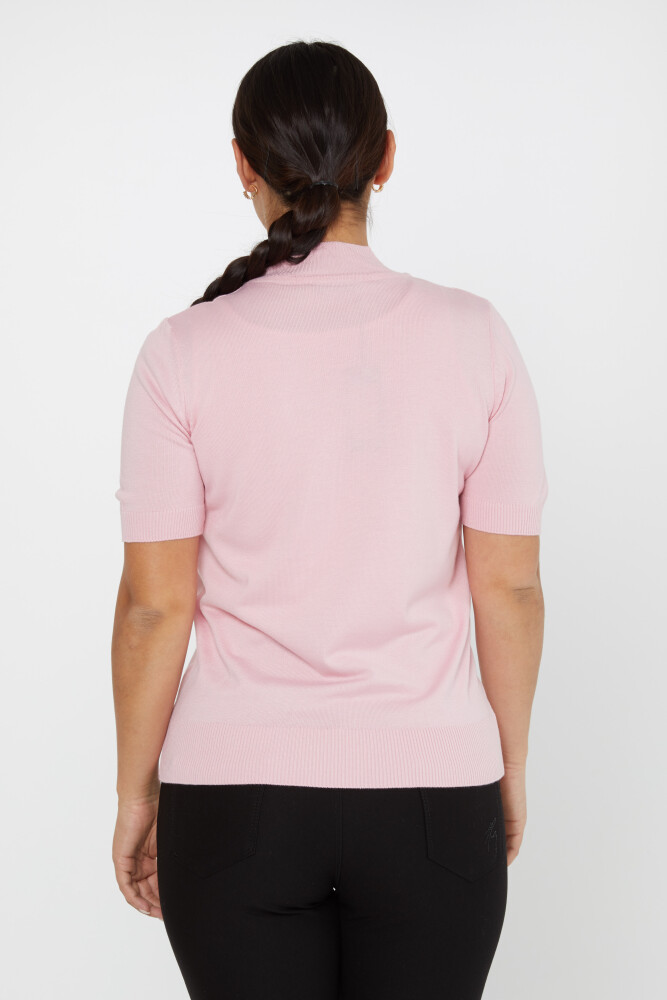 Sweter dzianinowy American Model z krótkim rękawem w kolorze pudrowym - 14541 | KAZEE (zestaw 3 sztuk S-M-L) - 6