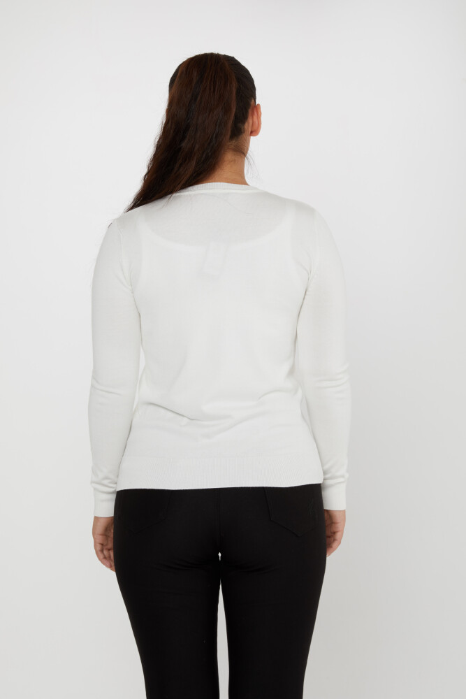 Sweter dzianinowy Basic Logo Ecru - 11071 | KAZEE (zestaw 3 sztuk S-M-L) - 5