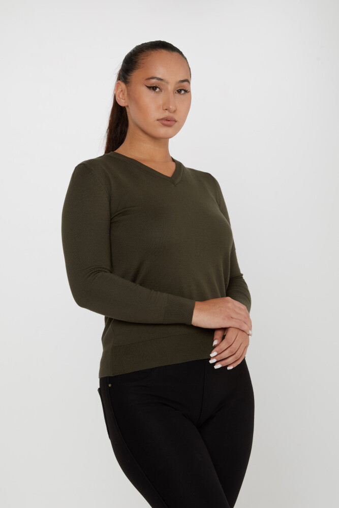 Sweter dzianinowy Basic Logo Khaki - 11071 | KAZEE (zestaw 3 sztuk S-M-L) - 2