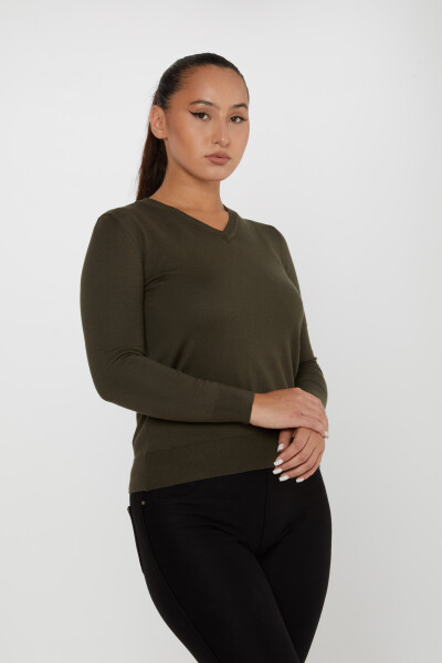 Sweter dzianinowy Basic Logo Khaki - 11071 | KAZEE (zestaw 3 sztuk S-M-L) - 2