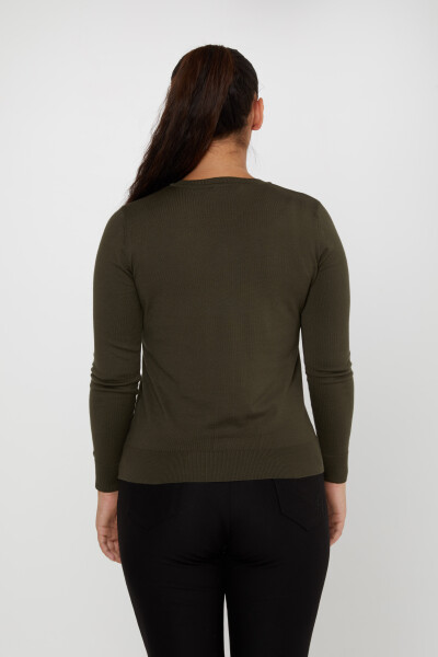 Sweter dzianinowy Basic Logo Khaki - 11071 | KAZEE (zestaw 3 sztuk S-M-L) - 4
