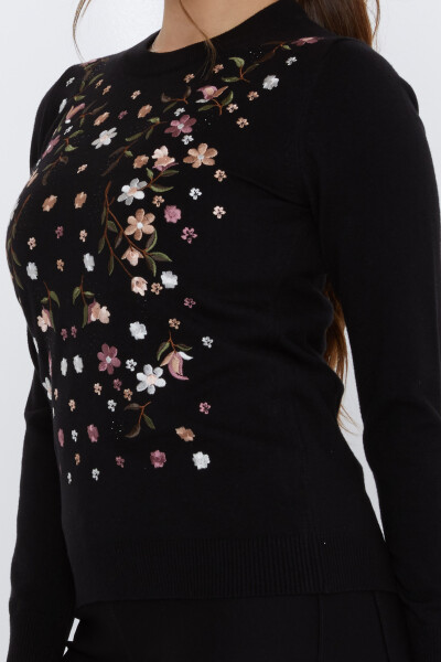 Sweter dzianinowy kolorowy haft czarny - 31122 | KAZEE (zestaw 3 sztuk M-L-XL) - 4