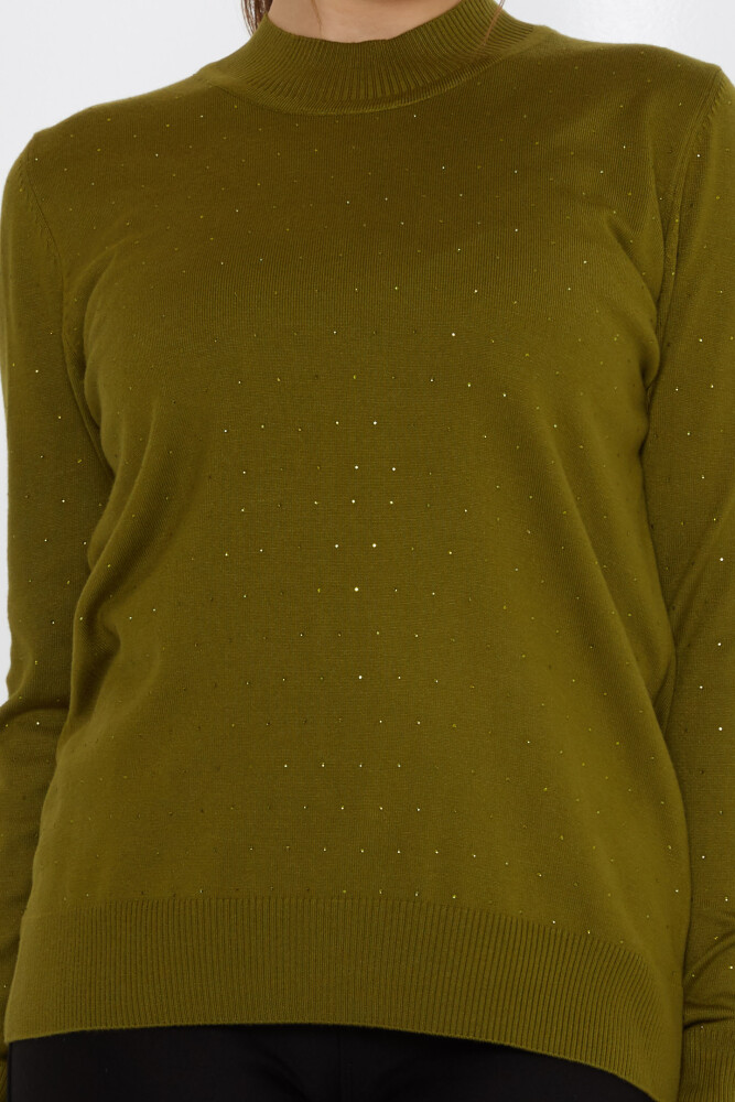 Sweter dzianinowy Stone haftowany ciemnozielony - 31513 | KAZEE (Zestaw 3 sztuk L-XL-2XL) - 3