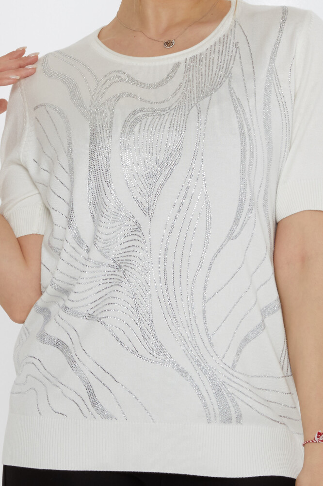 Sweter dzianinowy Stone haftowany ecru - 30315 | KAZEE (Zestaw 3 sztuk L-XL-2XL) - 3