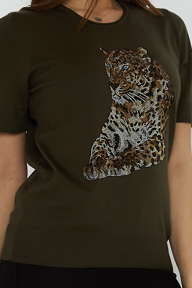 Sweter dzianinowy Tiger Stone haftowany model amerykański Vert - 31825 | KAZEE (Zestaw 3 sztuk L-XL-2XL) - 4