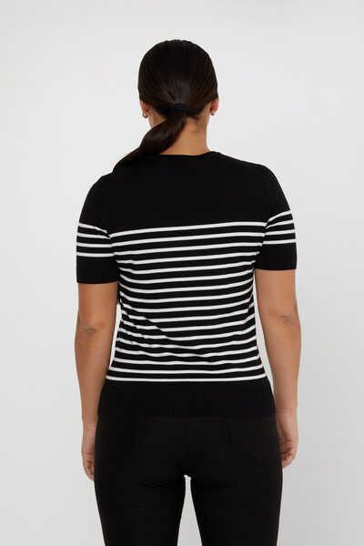 Sweter w paski z krótkim rękawem czarny - 30396 | KAZEE (zestaw 4 sztuk M-L-XL-2XL) - 4