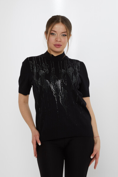 Sweter dzianinowy wzorzysty czarny - 30663 | KAZEE (Zestaw 3 sztuk XL-2XL-3XL) - KAZEE 