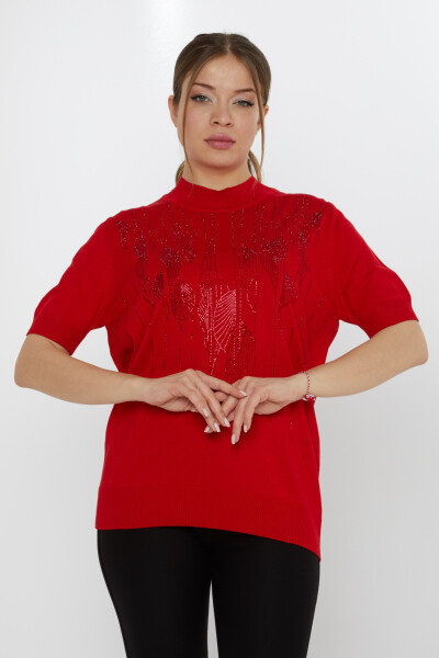 Sweter dzianinowy wzorzysty czerwony - 30663 | KAZEE (Zestaw 3 sztuk XL-2XL-3XL) - KAZEE (1)