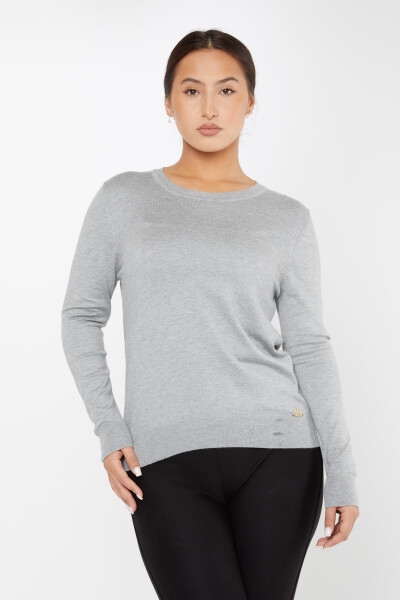 Sweter z dzianiny z długim rękawem Basic szary - 11052 | KAZEE (zestaw 3 sztuk S-M-L) 