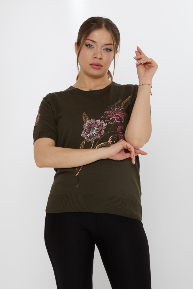 Sweter dzianinowy z haftem kwiatowym Vert - 31725 | KAZEE (Zestaw 3 sztuk L-XL-2XL) - 1