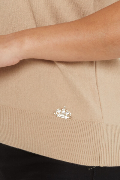 Sweter z krótkim rękawem i logo w kolorze beżowym - 16271 | KAZEE (zestaw 4 sztuk L-XL-2XL-3XL) - 4