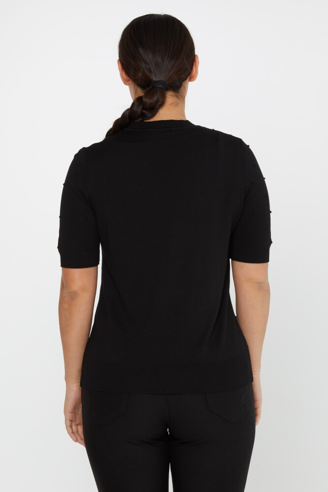 Sweter z krótkim rękawem, wzór własny, czarny - 30131 | KAZEE (zestaw 4 sztuk M-L-XL-2XL) - 5