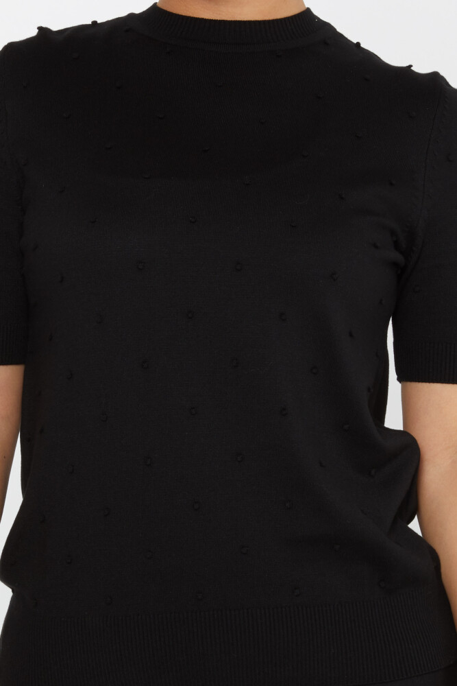 Sweter z krótkim rękawem, wzór własny, czarny - 30131 | KAZEE (zestaw 4 sztuk M-L-XL-2XL) - 3