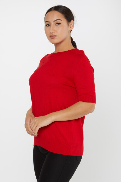 Sweter z krótkim rękawem, wzorzysty, czerwony - 30131 | KAZEE (zestaw 4 sztuk M-L-XL-2XL) - 2