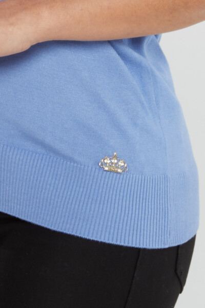 Sweter z krótkim rękawem i logo w kolorze niebieskim - 16271 | KAZEE (zestaw 4 sztuk L-XL-2XL-3XL) - 4