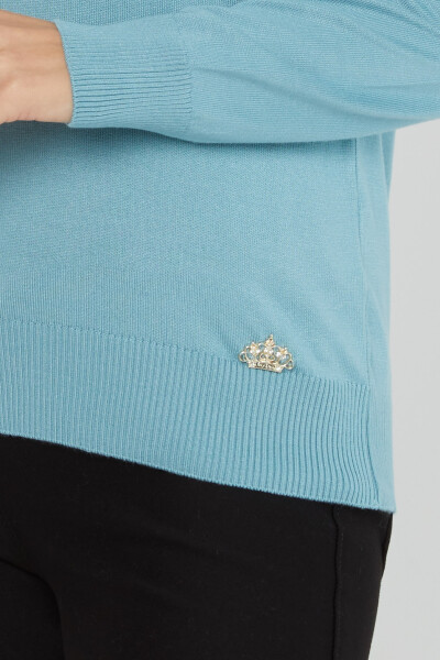 Sweter z dzianiny z długim rękawem i szczegółowym logo w kolorze ciemnoniebieskim - 30613 | KAZEE (zestaw 3 sztuk S-M-L) - 4