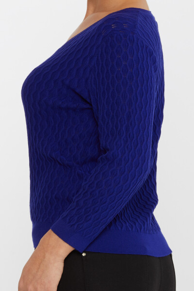 Sweter z dzianiny z wycięciem w serek Saxe, z własnym wzorem - 31247 | KAZEE (zestaw 3 sztuk M-L-XL) - 4