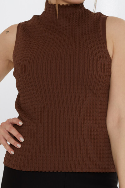 Sweter dzianinowy Zero Sleeves Brown - 31658 | KAZEE (zestaw 3 sztuk S-M-L) - 3