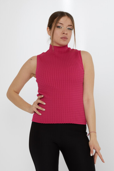 Sweter z dzianiny bez rękawów w kolorze fuksji - 31658 | KAZEE (zestaw 3 sztuk S-M-L) - 2