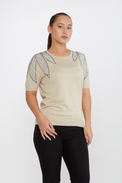 Sweter z dzianiny z haftem na ramionach American Model Stone - 30792 | KAZEE (zestaw 4 sztuk M-L-XL-2XL) 