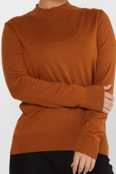 Sweter z dzianiny z logo, podstawowy, brązowy - 16663 | KAZEE (Zestaw 4 sztuk L-XL-2XL-3XL) - 4