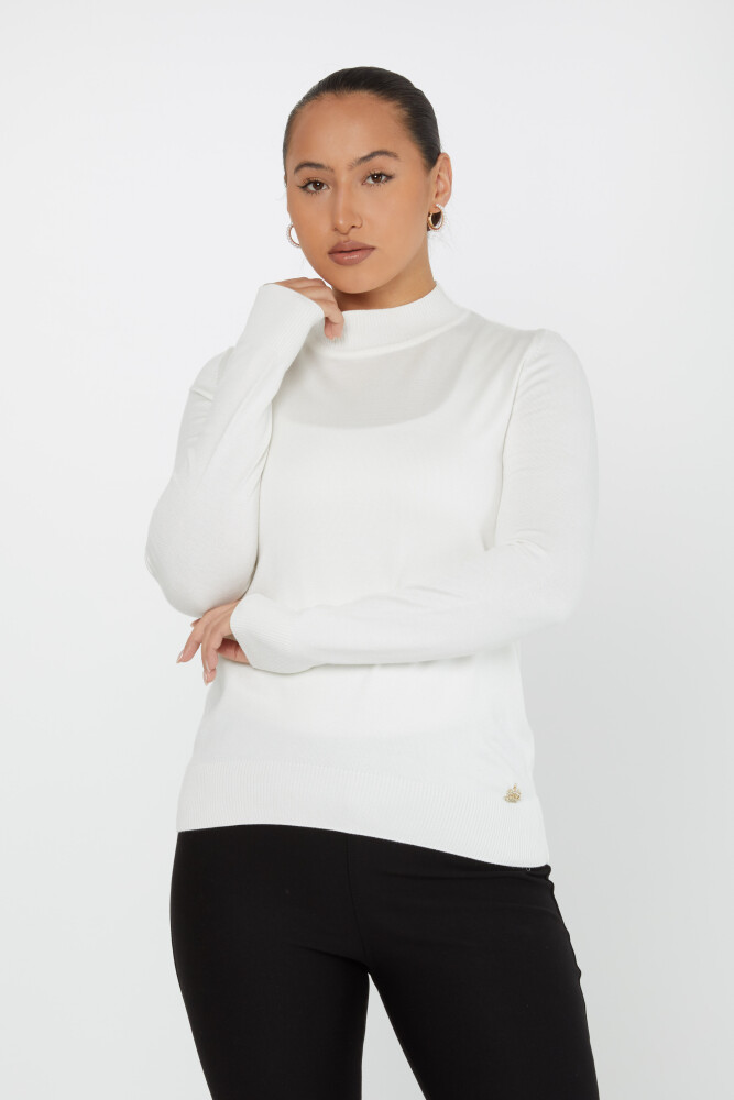 Sweter z dzianiny z długim rękawem i szczegółowym logo w kolorze ecru - 30613 | KAZEE (zestaw 3 sztuk S-M-L) - 1