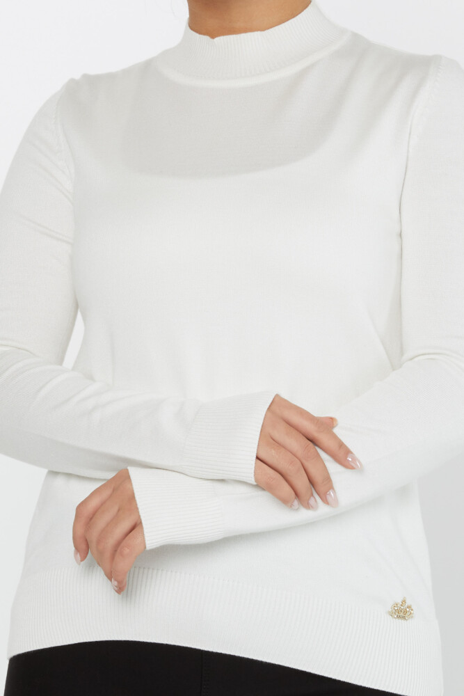 Sweter z dzianiny z długim rękawem i szczegółowym logo w kolorze ecru - 30613 | KAZEE (zestaw 3 sztuk S-M-L) - 3