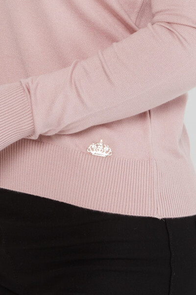 Sweter z dzianiny z długim rękawem i logo w kolorze pudrowym - 30613 | KAZEE (zestaw 3 sztuk S-M-L) - 5