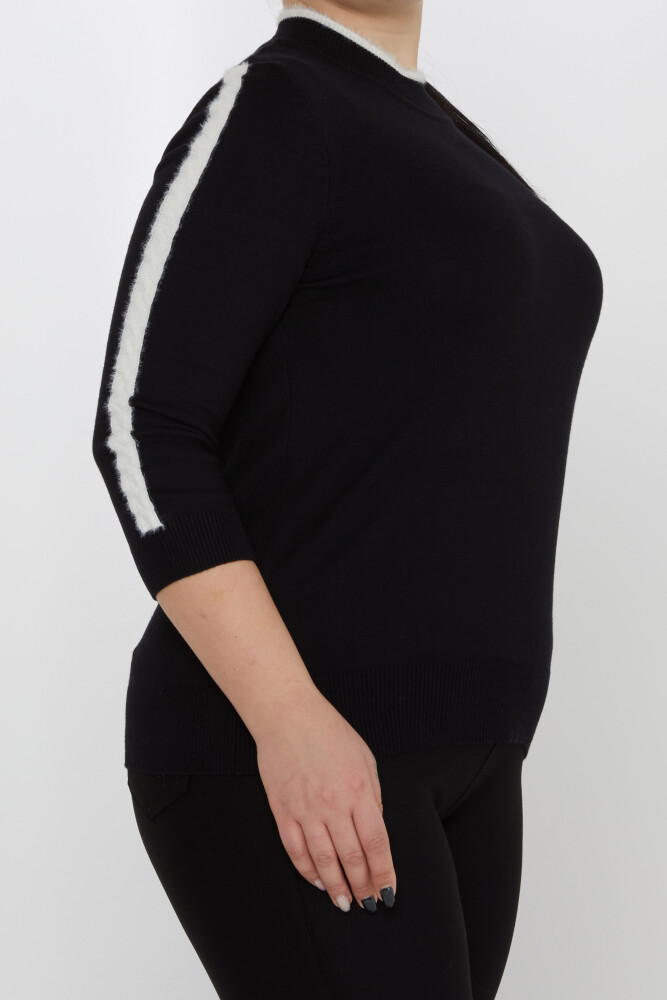 Sweter z dzianiny w paski, rękawy, logo, czarny - 31196 | KAZEE (zestaw 3 sztuk M-L-XL) - 4