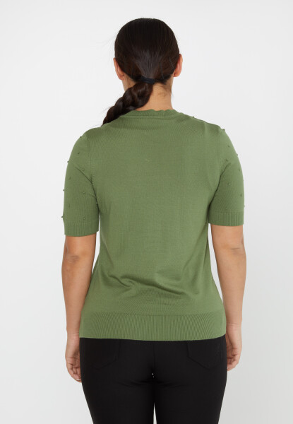 Sweter z krótkim rękawem, z własnym wzorem, w kolorze jasnego khaki - 30131 | KAZEE (zestaw 4 sztuk M-L-XL-2XL) - 6