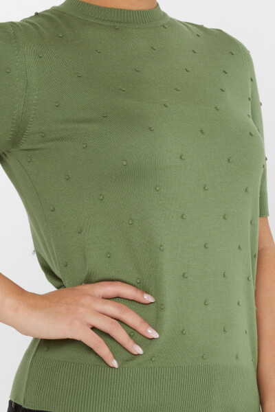 Sweter z krótkim rękawem, z własnym wzorem, w kolorze jasnego khaki - 30131 | KAZEE (zestaw 4 sztuk M-L-XL-2XL) - 4