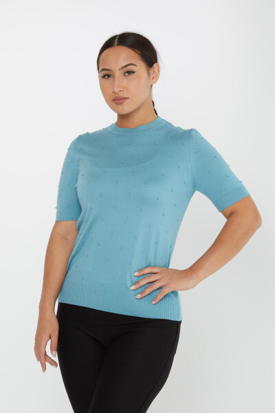 Sweter z krótkim rękawem, wzór własny, mięta - 30131 | KAZEE (zestaw 4 sztuk M-L-XL-2XL) 