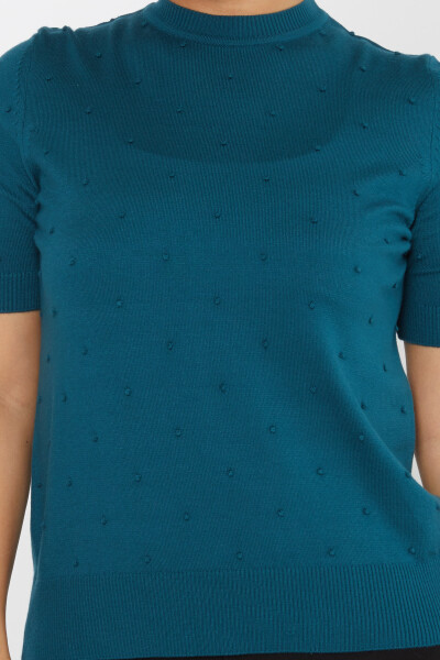 Sweter z krótkim rękawem, wzorzysty, w kolorze Petrol - 30131 | KAZEE (zestaw 4 sztuk M-L-XL-2XL) - 3