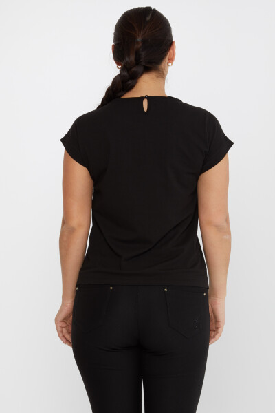 تفاصيل فتحة البلوزة باللون الأسود - 79872 | كازي (مجموعة من 4 مقاسات S-M-L-XL) - 5