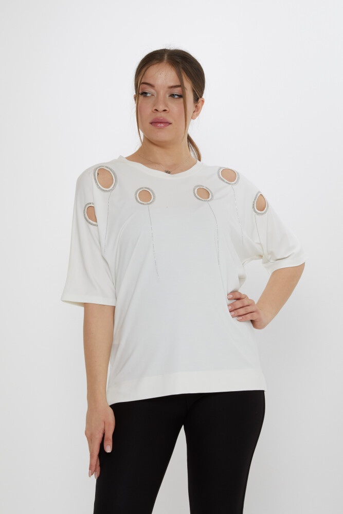 تفاصيل نافذة البلوزة - بيج فاتح - 80075 | كازي (مجموعة من 3 مقاسات M-L-XL) - 2