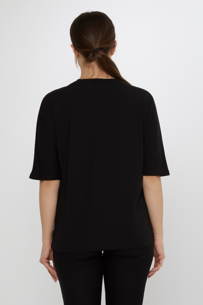 تفاصيل نافذة بلوزة باللون الأسود - 80075 | كازي (مجموعة من 3 مقاسات M-L-XL) - 6