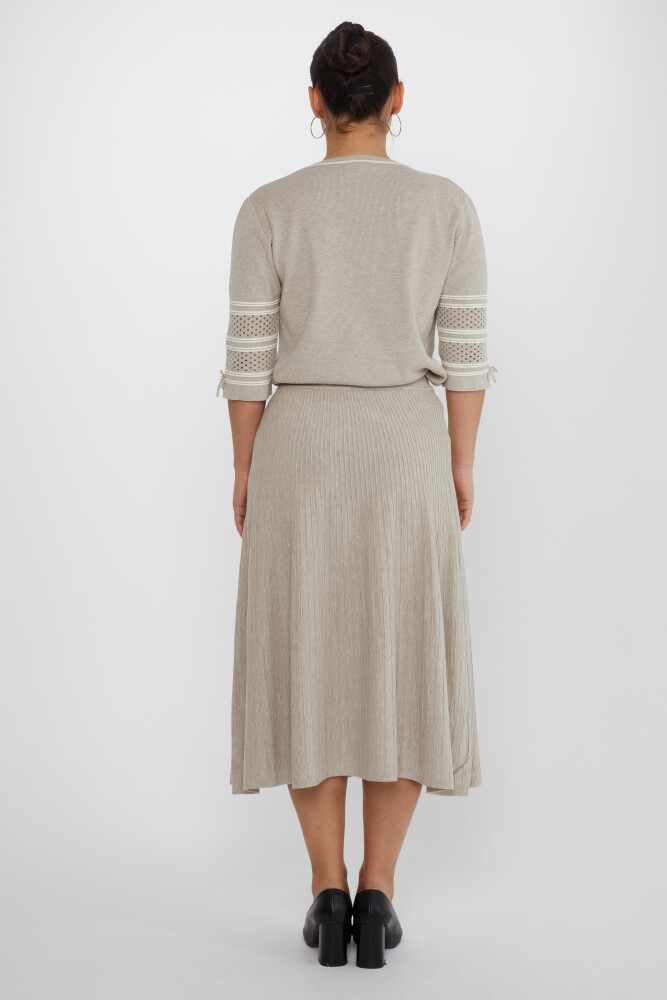 تنورة محبوكة بخصر مطاطي من المنك - 31391 | كازي (مجموعة من 3 مقاسات M-L-XL) - 4