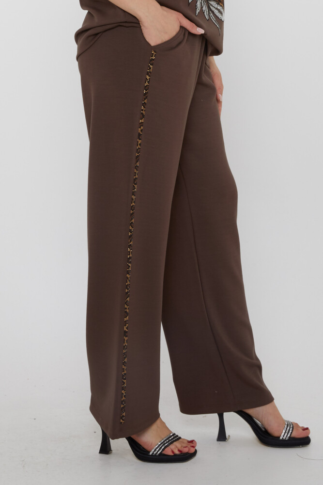 طقم رياضي بنقشة جلد النمر، بني - 17876 | كازي (طقم من 3 قطع، مقاسات L-XL-2XL) - 6