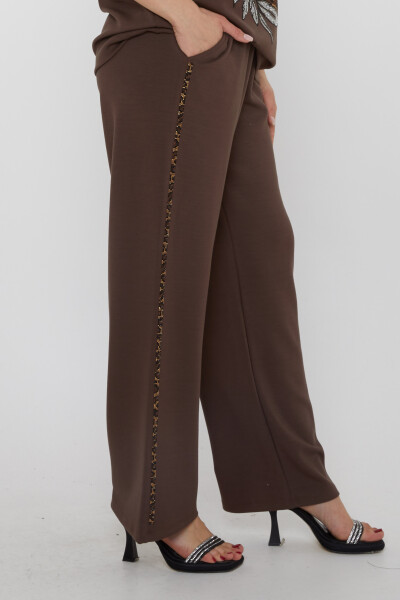 طقم رياضي بنقشة جلد النمر، بني - 17876 | كازي (طقم من 3 قطع، مقاسات L-XL-2XL) - 6